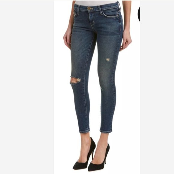 New Current Elliott The Stiletto Wren Destroy cropped ankle distressed rip jeans - Picture 2 of 12